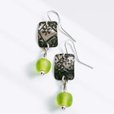 Green Floral Bead Earrings